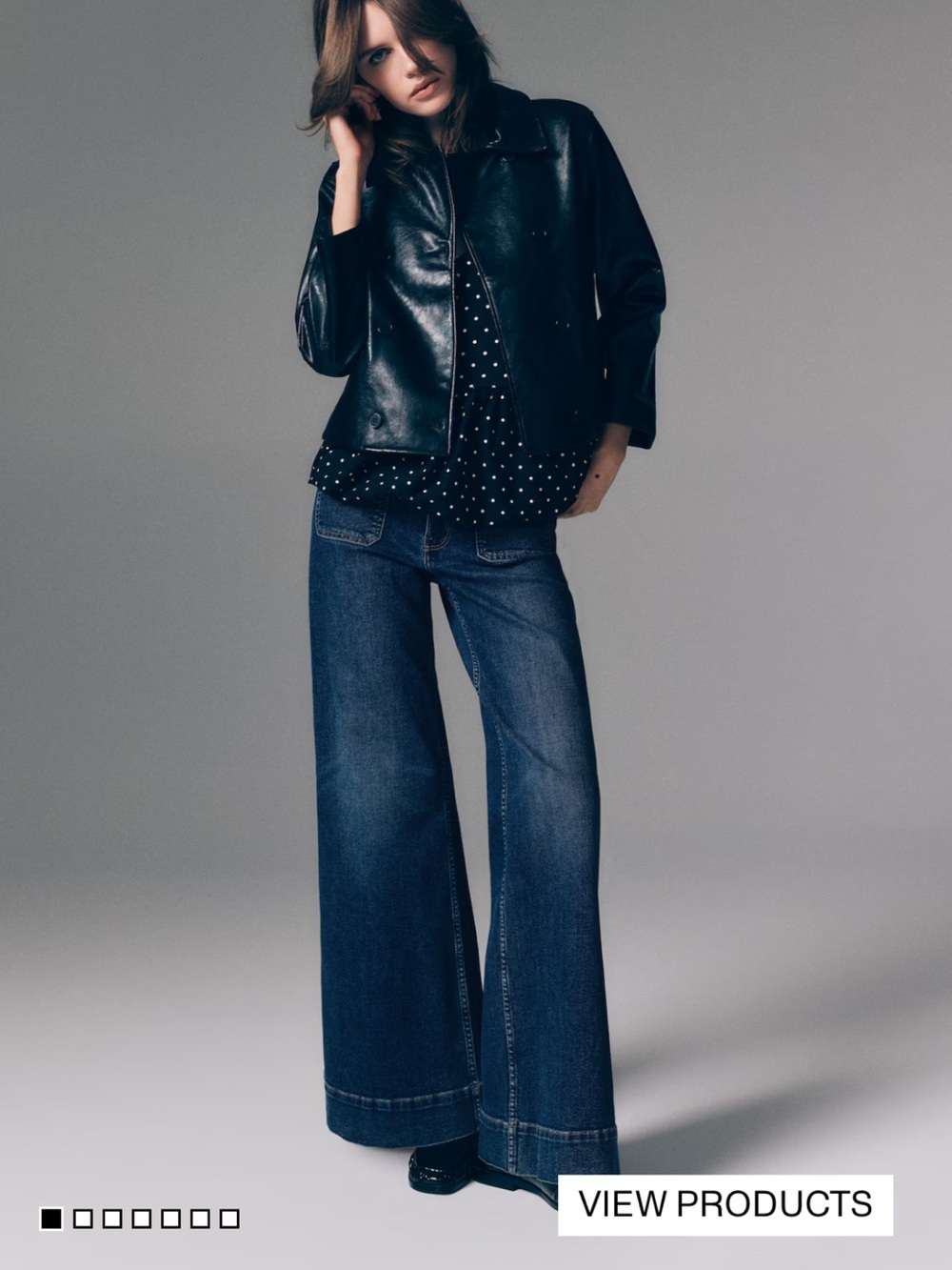 H&M Dark Blue Wide-Leg Flare Jeans